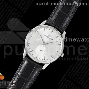 ZF공장 예거르쿨트르 마스터 울트라씬 스몰세컨즈 스틸 화이트다이얼 가죽스트랩 Master Ultra Thin Small Second SS ZF 1_1 Best Edition White Dial on Black Leather Strap A896