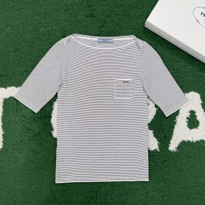 【잔디집】프라다 스트라이프 보트 넥 티셔츠（레어）
