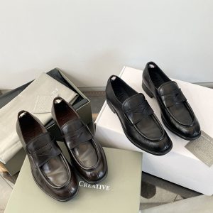오피치네 크리에이티브 블랙 레더 로퍼