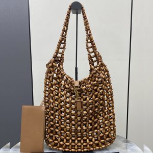 생로랑 LE5À7 라지 우드 비즈 호보백 823807
