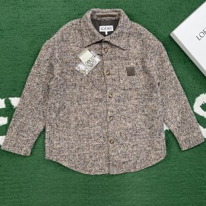 【잔디집】로에베 아나그램 엠보싱 가죽 패치 울 라마 오버셔츠（레어）