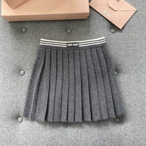 【터보】미우미우 울 캐시미어 플리츠 미니 스커트（TJ공장）