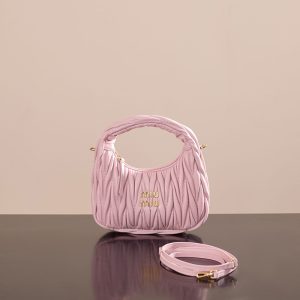 【PURPLE】미우미우 완더 마테라쎄 나파 호보 스몰백 핑크 5BC125
