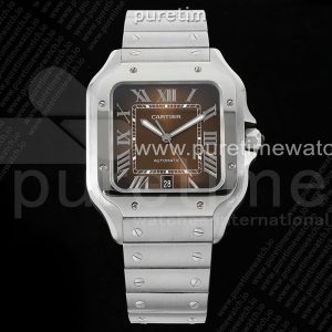 AF공장 까르띠에 산토스 라지 브라운다이얼 브레이슬릿 Santos de Cartier 40mm SS AF 1_1 Best Edition Brown Dial on SS SmartLinks Bracelet MIYOTA 9015