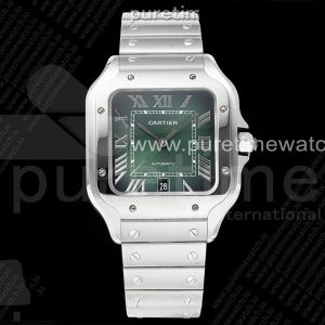 AF공장 까르띠에 산토스 라지 그린다이얼 브레이슬릿 Santos de Cartier 40mm SS AF 1_1 Best Edition Green Dial on SS SmartLinks Bracelet MIYOTA 9015