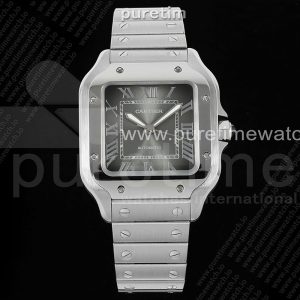 AF공장 까르띠에 산토스 미디움 그레이다이얼 브레이슬릿 Santos de Cartier 35mm SS AF 1_1 Best Edition Gray Dial on SS SmartLinks Bracelet MIYOTA 9015 _