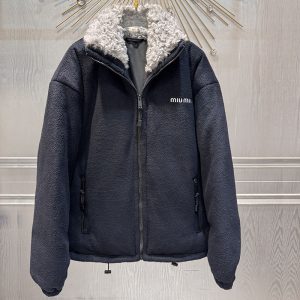 미우미우 로고 플리스 다운 자켓
