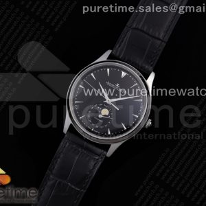 AZ공장 예거 울씬문 블랙다이얼 가죽스트랩 Master Ultra Thin Moon SS AZF 1_1 Best Edition Black Dial on Black Leather Strap A925