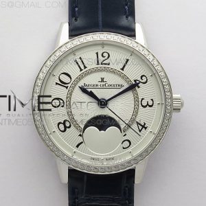 ZF공장 랑데뷰 화이트텍스쳐다이얼 가죽스트랩 Rendez-Vous Night & Day SS ZF 1_1 Best Edition White Textured Dial Diamonds Bezel on Blue Leather Strap A898