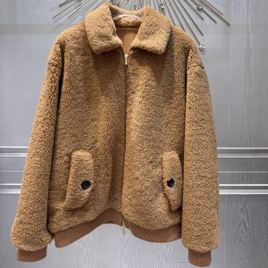 미우미우 체크 테디 퍼 자켓