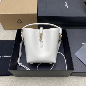 생로랑 LE 37 미니 버킷백 빈티지 화이트 765870