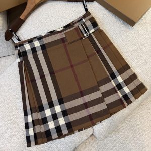 버버리 플리츠 체크 울 미니 스커트
