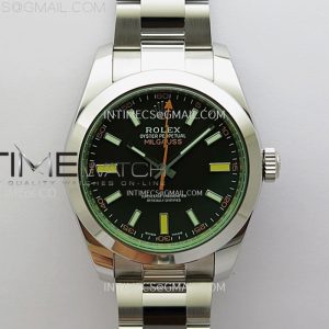 VS공장 롤렉스 밀가우스 블랙다이얼 브레이슬릿 Milgauss 116400 GV Real Green Sapphire 904L SS VSF 1_1 Best Edition Black Dial on 904L SS Bracelet SA3131
