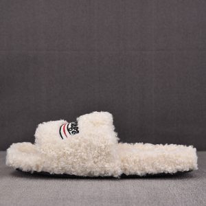 【GD공장】발렌시아가 웨이브로고 퍼리 슬라이드 샌들 화이트