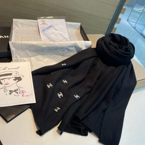 샤넬 CC로고 자수 울 롱 머플러 스카프