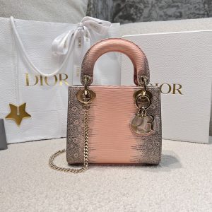 【DO】디올 레이디 미니 백 리자드 핑크