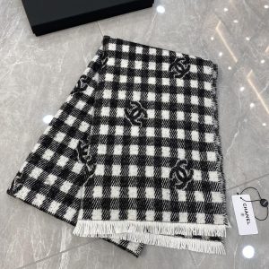 샤넬 24B CC로고 울 캐시미어 체크 머플러
