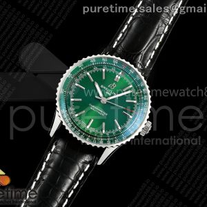 TF공장 브라이틀링 내비타이머 41 그린다이얼 블랙가죽스트랩 Navitimer 41 SS TF 1_1 Best Edition Green Dial on Black Leather Strap A2824