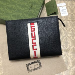구찌 로고 스트라이프 파우치 클러치백 475316