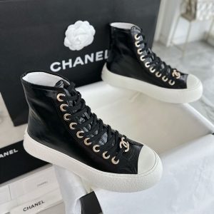 [TJ공장]샤넬 카프스킨 유광 레더 하이탑 스니커즈 (터보)